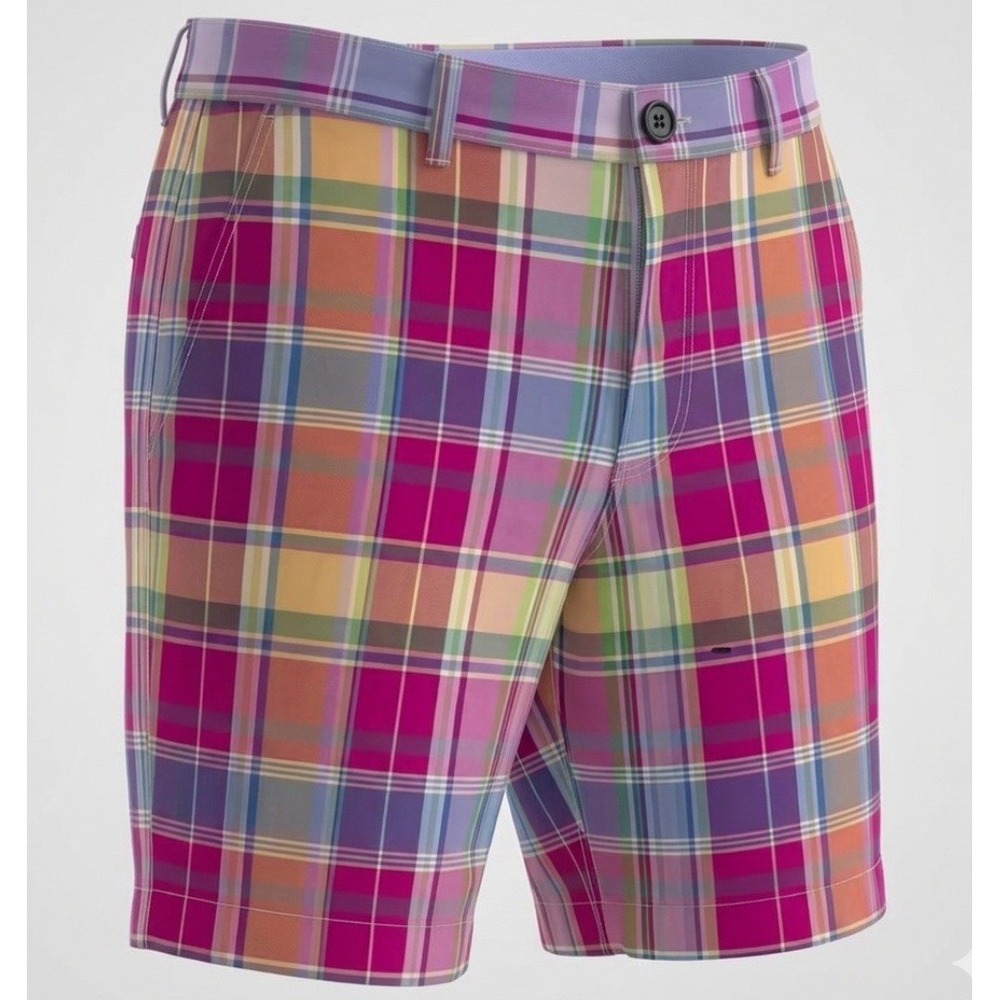 Polo Ralph Lauren India Madras Plaid Shorts Mens 33 Cotton Linen Multicolor
